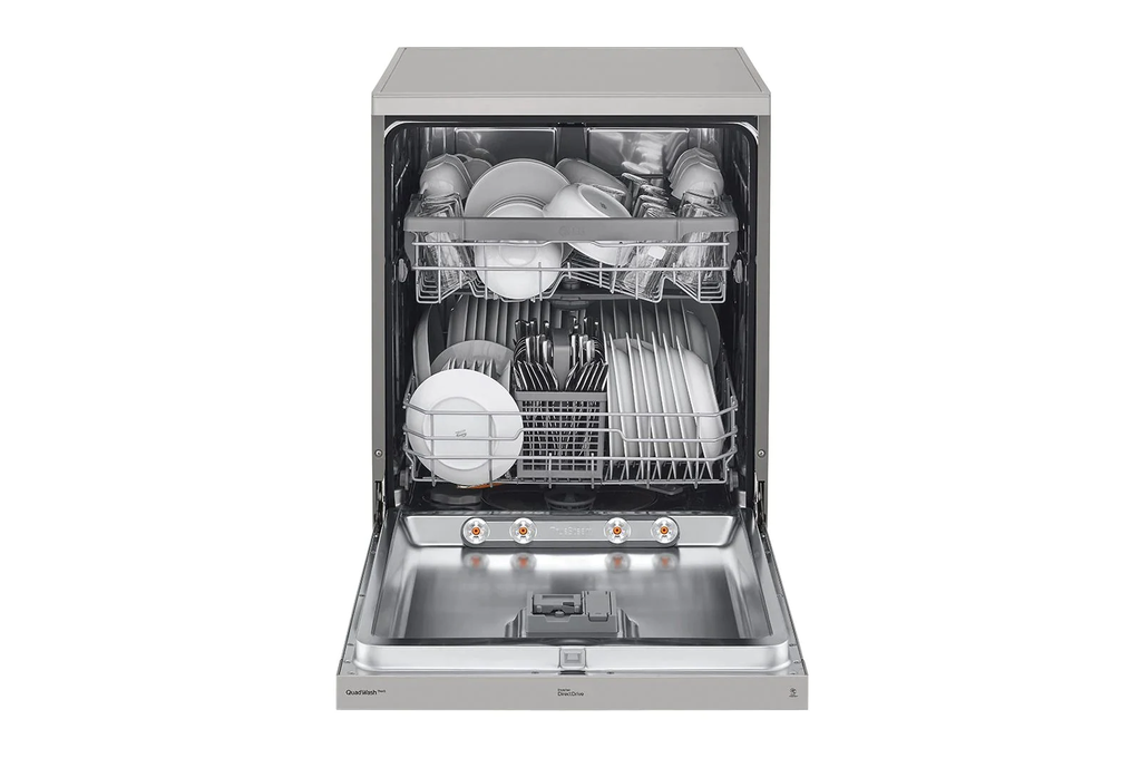 LG QuadWash™ Dishwasher, 14 Place Settings, EasyRack™ Plus, Inverter Direct Drive, Platinum Silver color